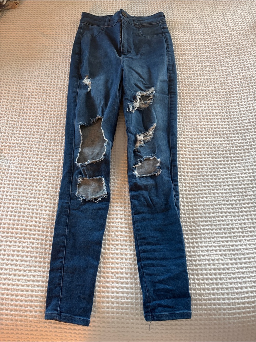 FITJEANS Dark Blue Ripped Skinny Jeans